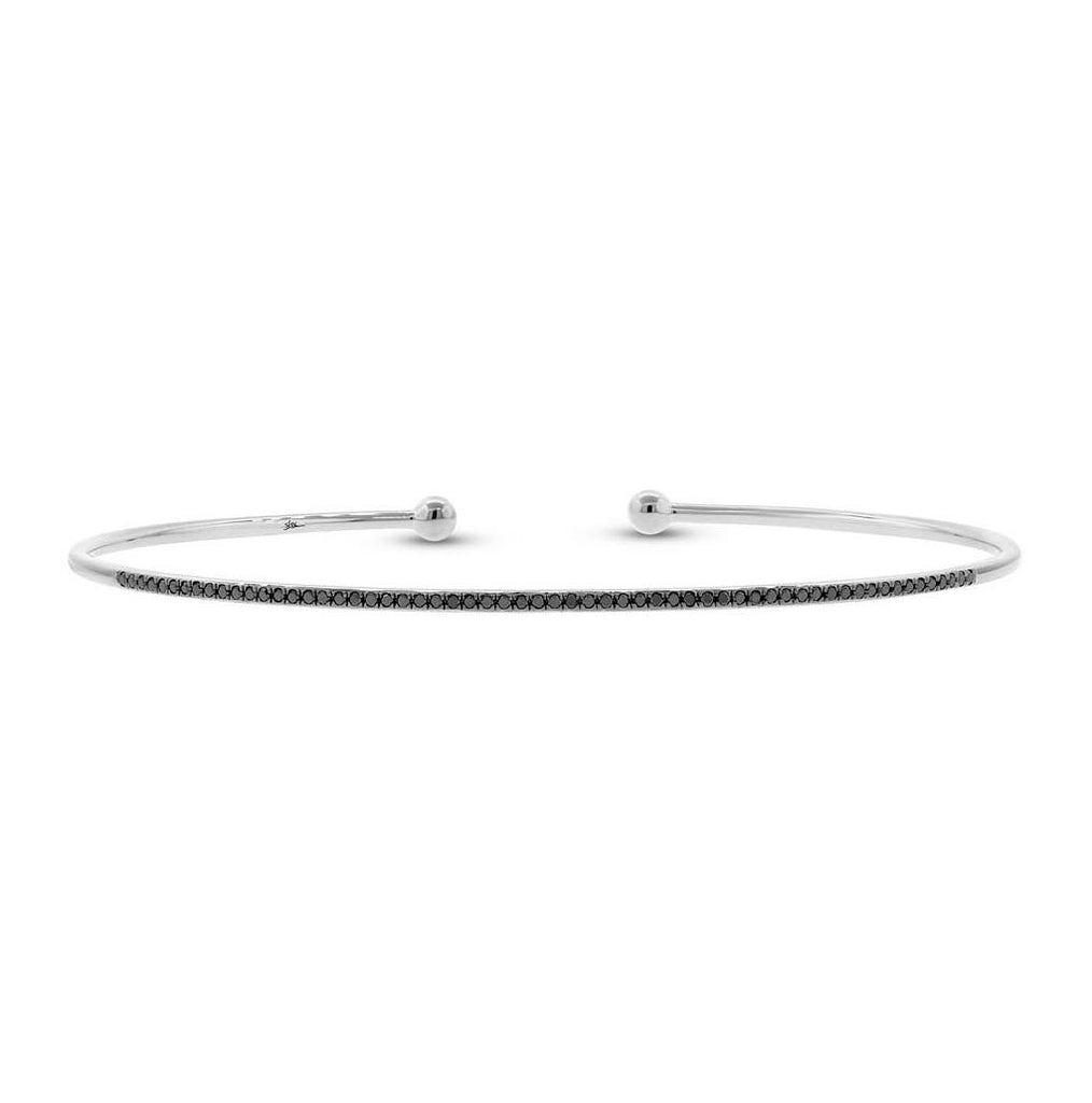 0.17 Ctw 14k White Gold Black Diamond Bangle Bracelet