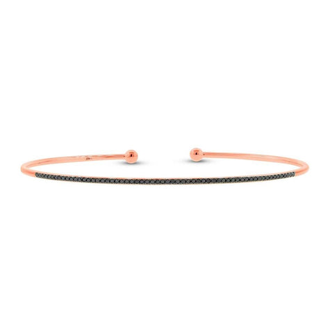 0.17 Ctw 14k Rose Gold Black Diamond Bangle Bracelet