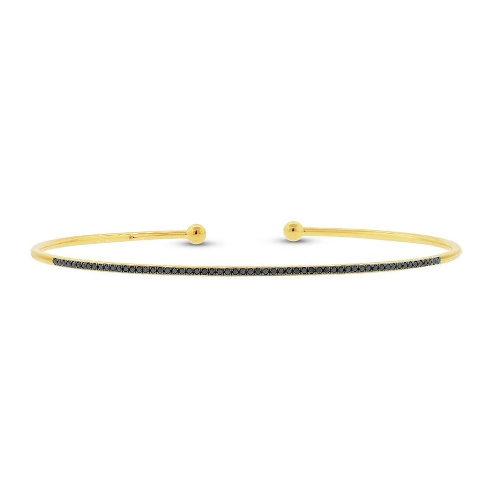 0.17 Ctw 14k Yellow Gold Black Diamond Bangle Bracelet