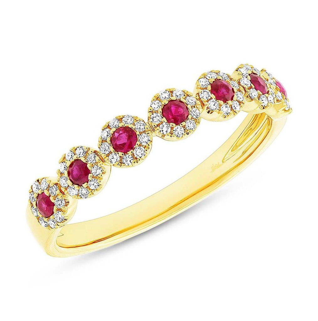 0.16 Ctw Diamond And 0.24 Ctw Ruby 14k Yellow Gold Womens Ring