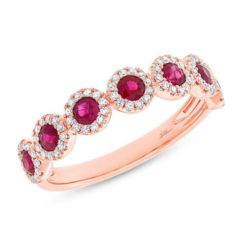 0.26 Ctw Diamond And 0.70 Ctw Ruby 14k Rose Gold Womens Ring