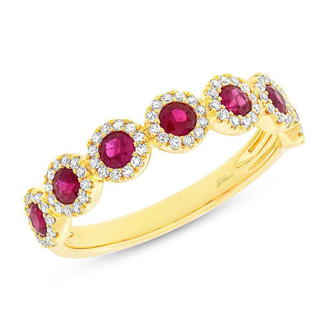 0.26 Ctw Diamond And 0.70 Ctw Ruby 14k Yellow Gold Womens Ring