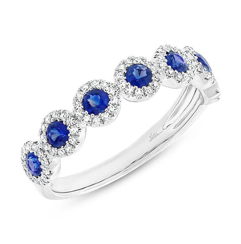 0.26 Ctw Diamond And 0.70 Ctw Blue Sapphire 14k White Gold Womens Ring