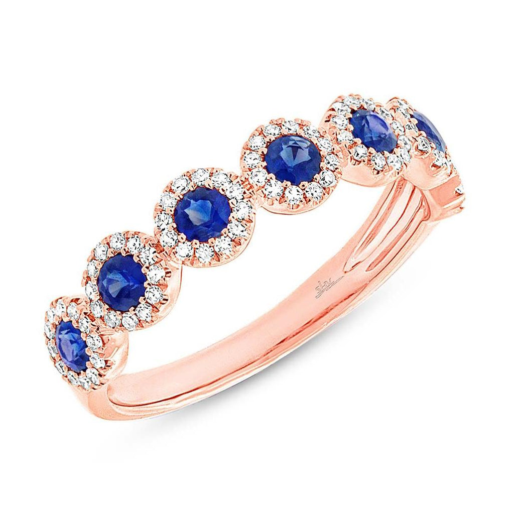 0.26 Ctw Diamond And 0.70 Ctw Blue Sapphire 14k Rose Gold Womens Ring