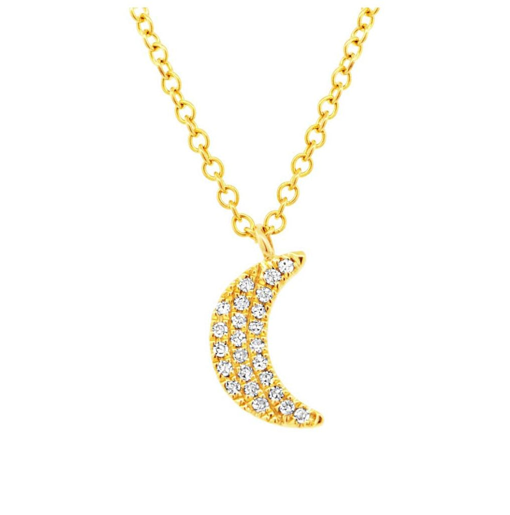 0.06 Ctw 14k Yellow Gold Crescent Moon Necklace