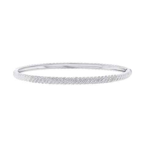 0.48 Ctw 14k White Gold Diamond Bangle Bracelet