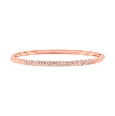 0.48 Ctw 14k Rose Gold Diamond Bangle Bracelet