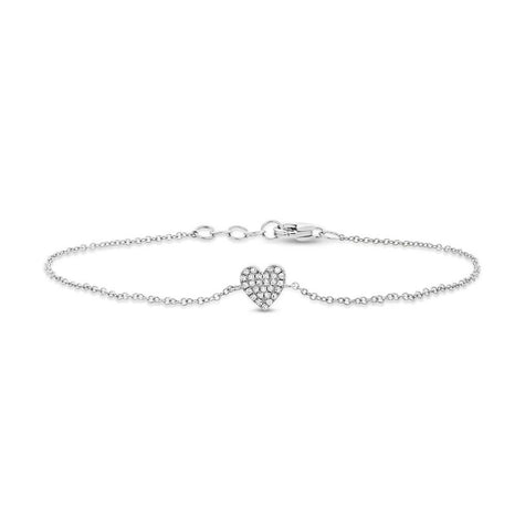 0.08 Ctw 14k White Gold Diamond Heart Bracelet