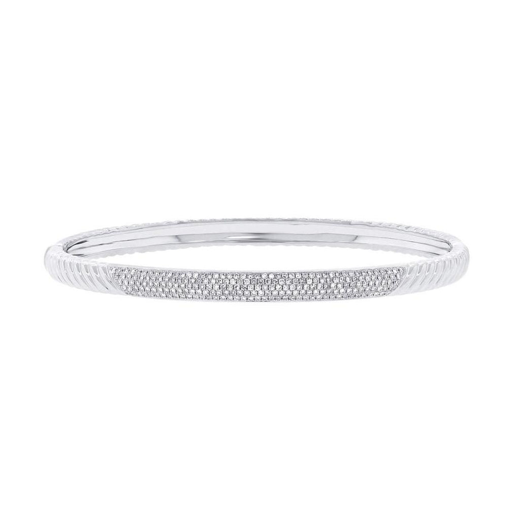 0.56 Ctw 14k White Gold Diamond Pave Bangle Bracelet