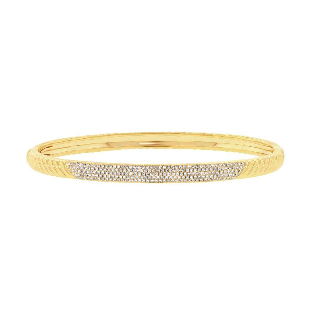 0.56 Ctw 14k Yellow Gold Diamond Pave Bangle Bracelet