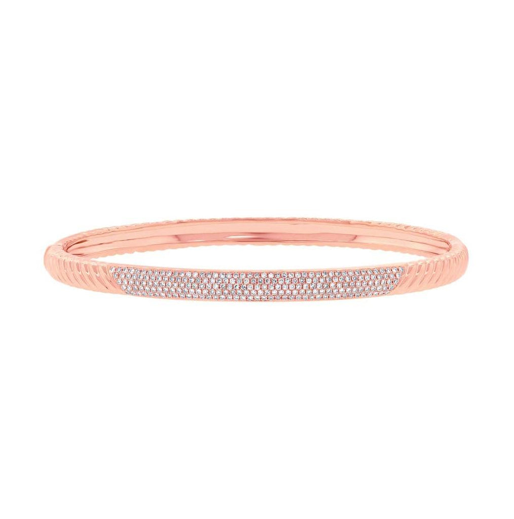 0.56 Ctw 14k Rose Gold Diamond Pave Bangle Bracelet