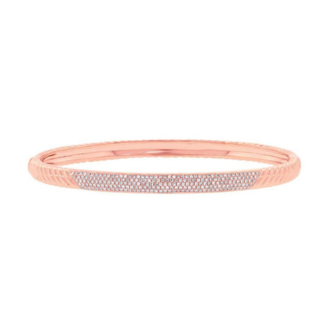 0.56 Ctw 14k Rose Gold Diamond Pave Bangle Bracelet