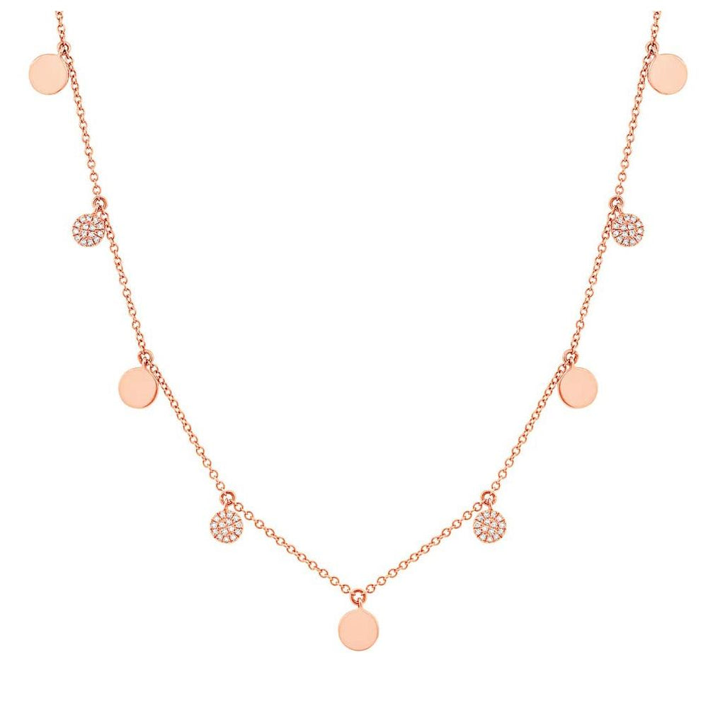 0.12 Ctw 14k Rose Gold Diamond Pave Circle Necklace