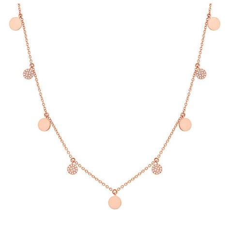 0.12 Ctw 14k Rose Gold Diamond Pave Circle Necklace