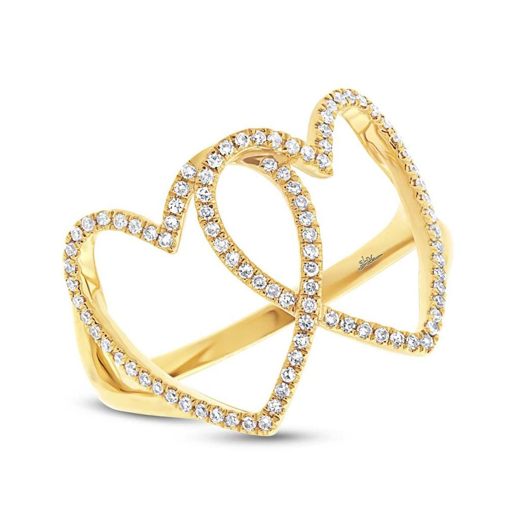 0.21 Ctw 14k Yellow Gold Diamond Hearts Ring