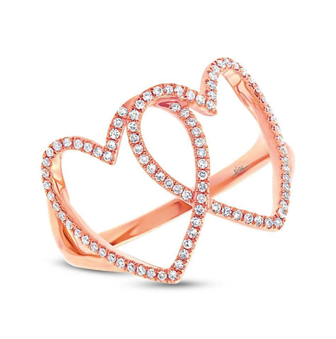 0.21 Ctw 14k Rose Gold Diamond Hearts Ring