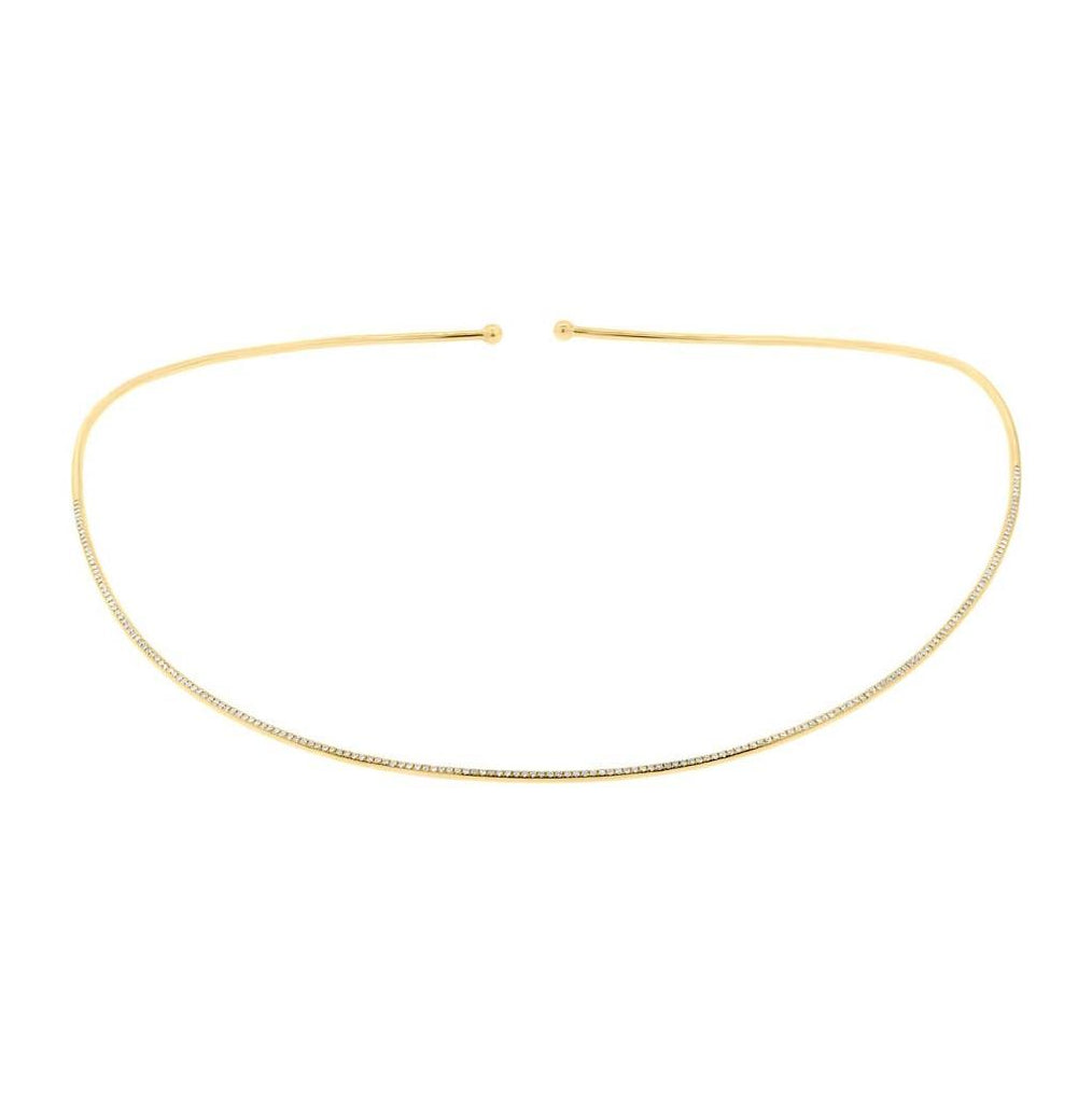 0.50 Ctw 14k Yellow Gold Diamond Choker Necklace