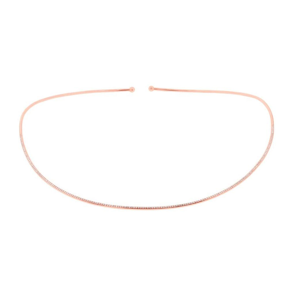 0.50 Ctw 14k Rose Gold Diamond Choker Necklace