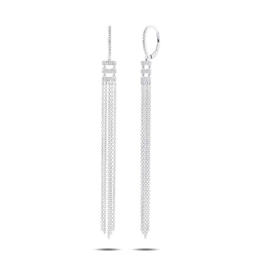 0.23 Ctw 14k White Gold Diamond Fringe Earring