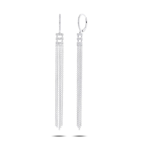 0.23 Ctw 14k White Gold Diamond Fringe Earring