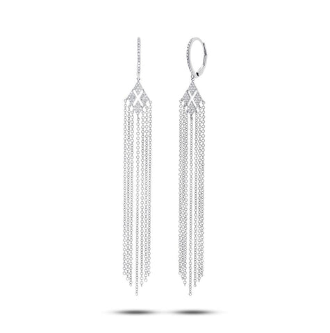 0.21 Ctw 14k White Gold Diamond Fringe Earring