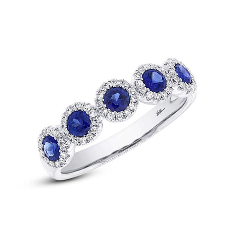 0.20 Ctw Diamond And 0.70 Ctw Blue Sapphire 14k White Gold Ring Size 6