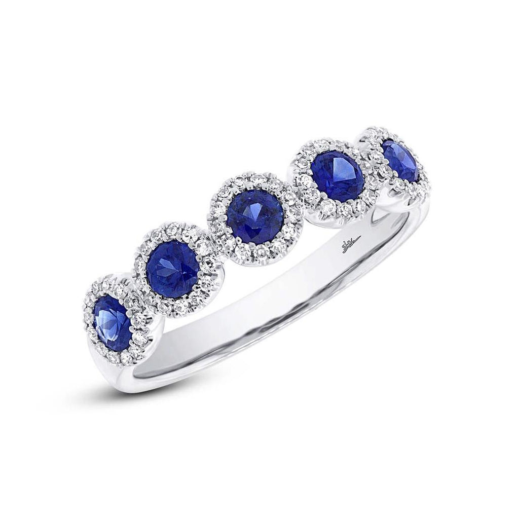 0.20 Ctw Diamond And 0.70 Ctw Blue Sapphire 14k White Gold Ring