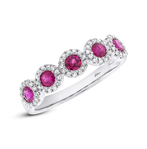 0.20 Ctw Diamond And 0.66 Ctw Ruby 14k White Gold Ring
