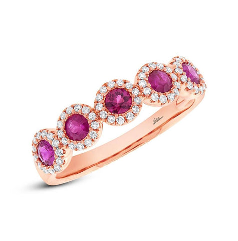 0.20 Ctw Diamond And 0.66 Ctw Ruby 14k Rose Gold Ring