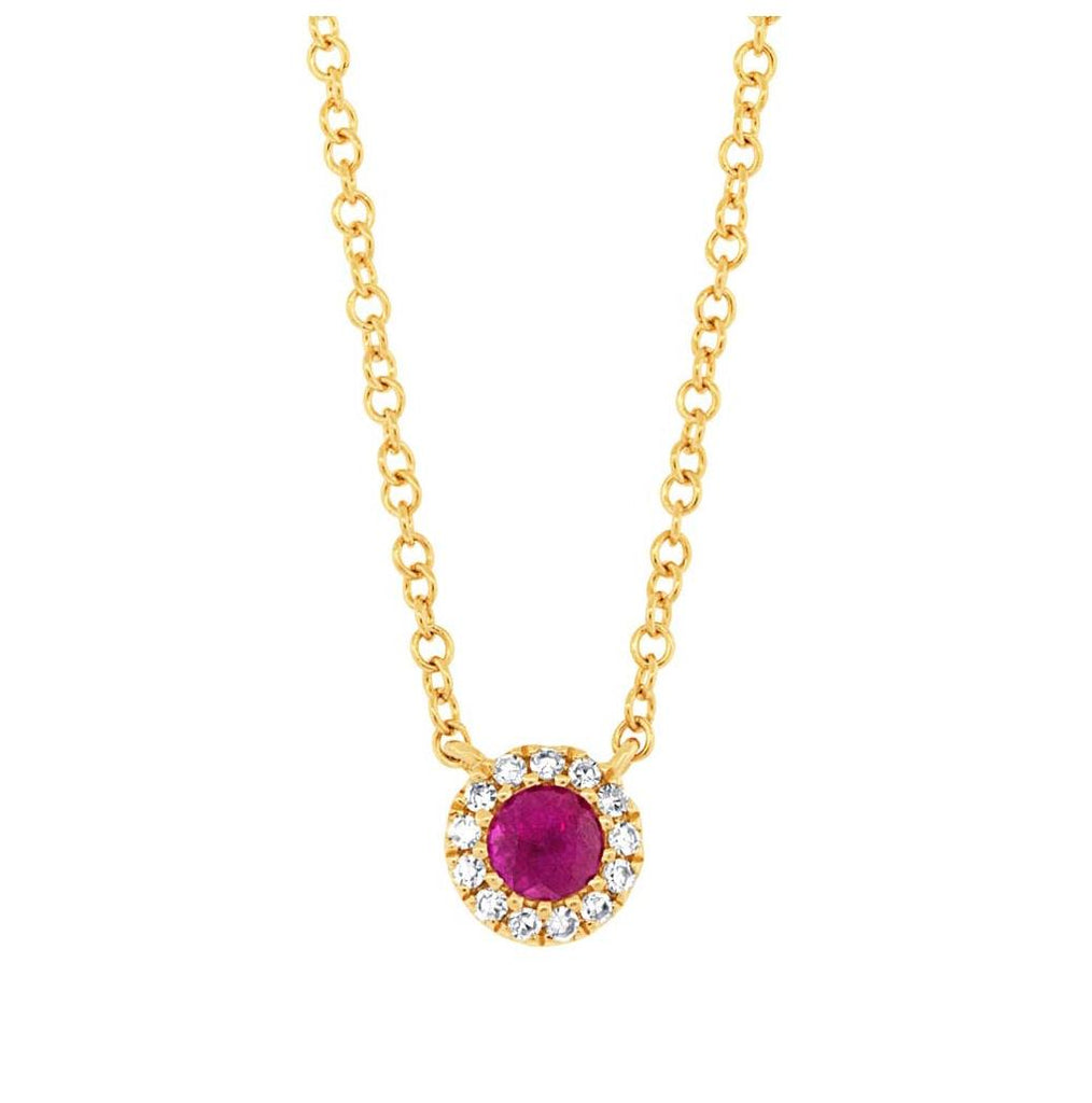 0.04 Ctw Diamond And 0.14 Ctw Ruby 14k Yellow Gold Diamond Necklace