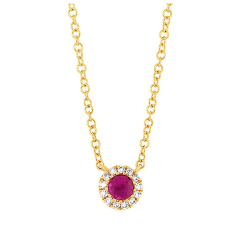 0.04 Ctw Diamond And 0.14 Ctw Ruby 14k Yellow Gold Diamond Necklace