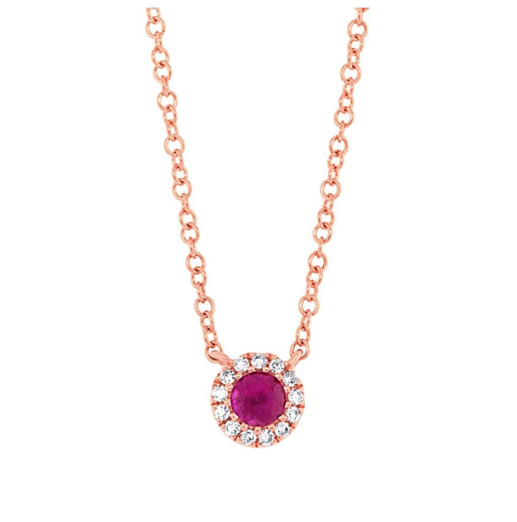 0.04 Ctw Diamond And 0.14 Ctw Ruby 14k Rose Gold Diamond Necklace