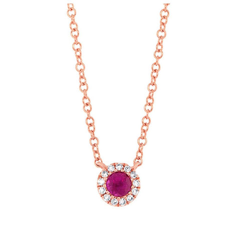 0.04 Ctw Diamond And 0.14 Ctw Ruby 14k Rose Gold Diamond Necklace