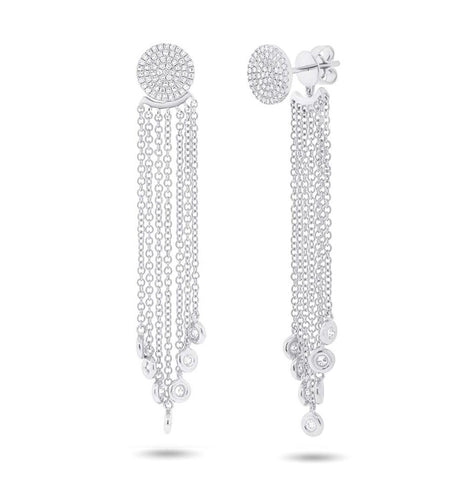 0.51 Ctw 14k White Gold Diamond Pave Fringe Jacket Earring