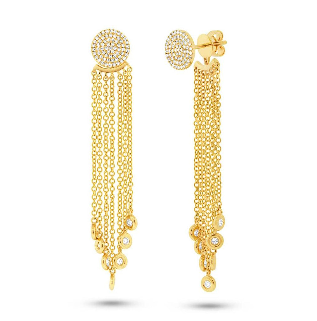 0.51 Ctw 14k Yellow Gold Diamond Pave Fringe Jacket Earring