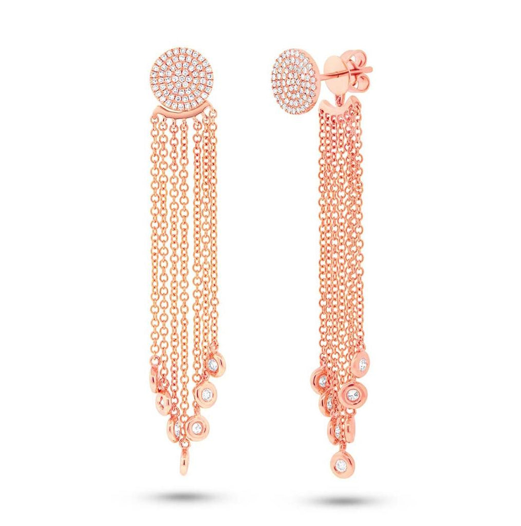 0.51 Ctw 14k Rose Gold Diamond Pave Fringe Jacket Earring