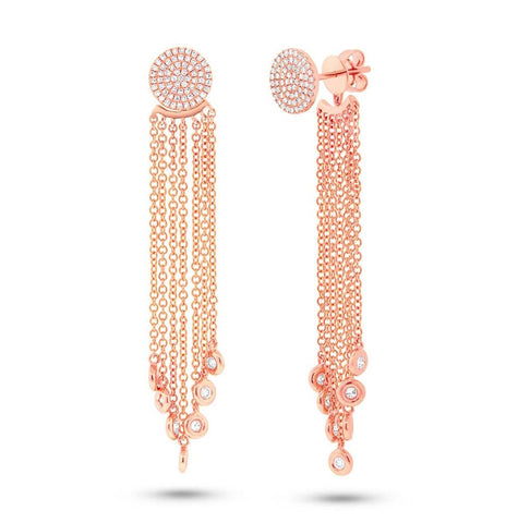 0.51 Ctw 14k Rose Gold Diamond Pave Fringe Jacket Earring