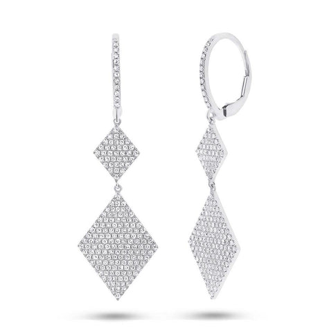 0.91 Ctw 14k White Gold Diamond Pave Earring