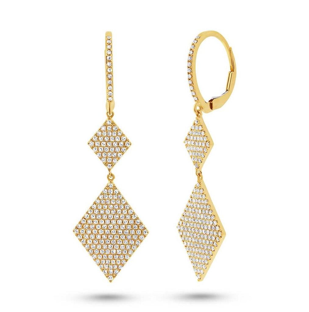 0.91 Ctw 14k Yellow Gold Diamond Pave Earring