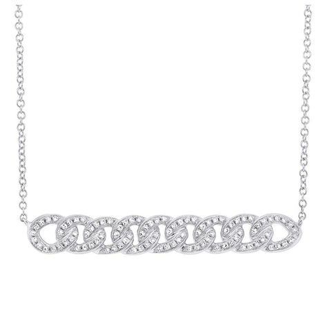 0.21 Ctw 14k White Gold Diamond Chain Necklace