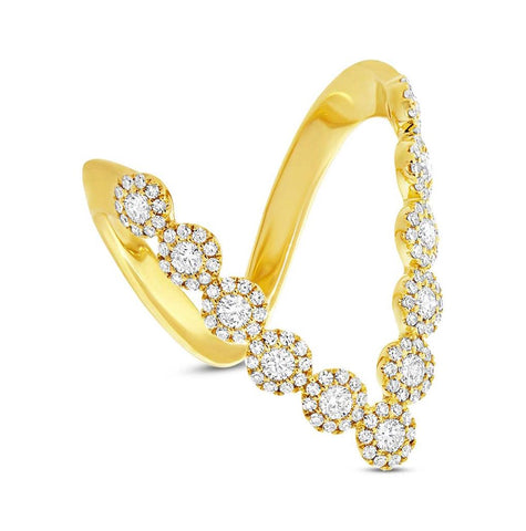 0.72 Ctw 14k Yellow Gold Diamond "v" Womens Ring