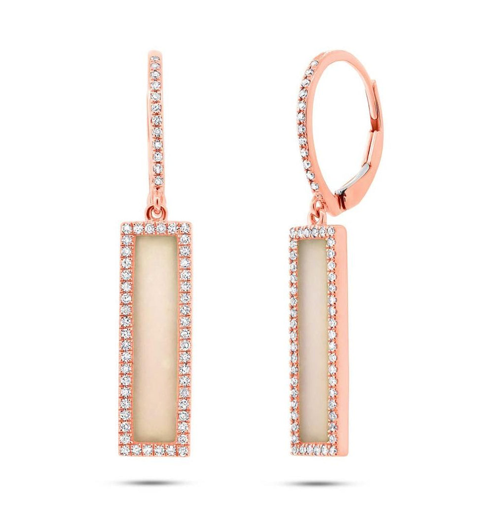 0.36 Ctw Diamond And 1.62 Ctw Pink Opal 14k Rose Gold Bar Earring