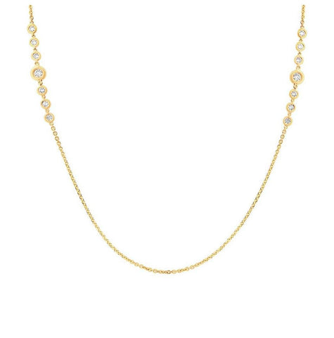 0.76 Ctw 14k Yellow Gold 28" Diamonds By The Yard Necklace