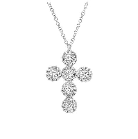 0.44 Ctw 14k White Gold Diamond Cross Necklace