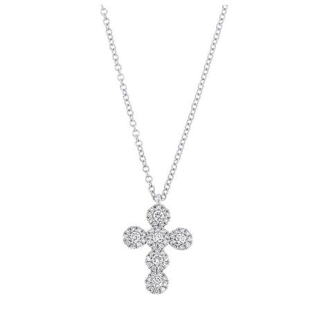 0.25 Ctw 14k White Gold Diamond Cross Necklace