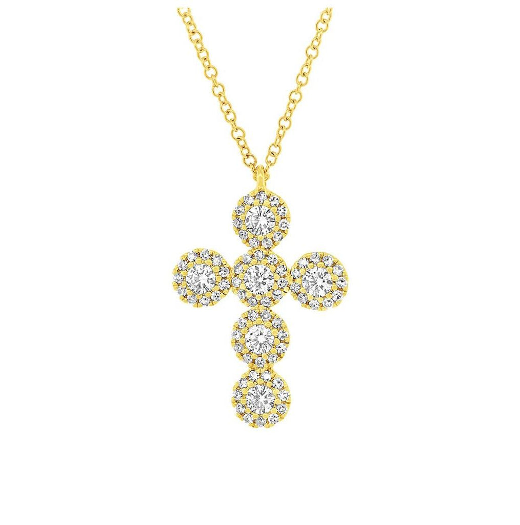 0.44 Ctw 14k Yellow Gold Diamond Cross Necklace