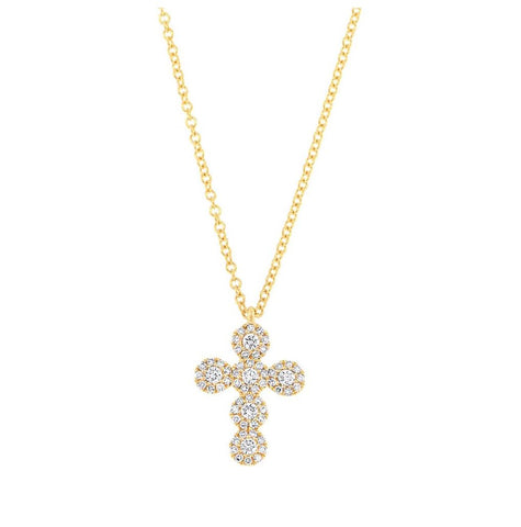 0.25 Ctw 14k Yellow Gold Diamond Cross Necklace