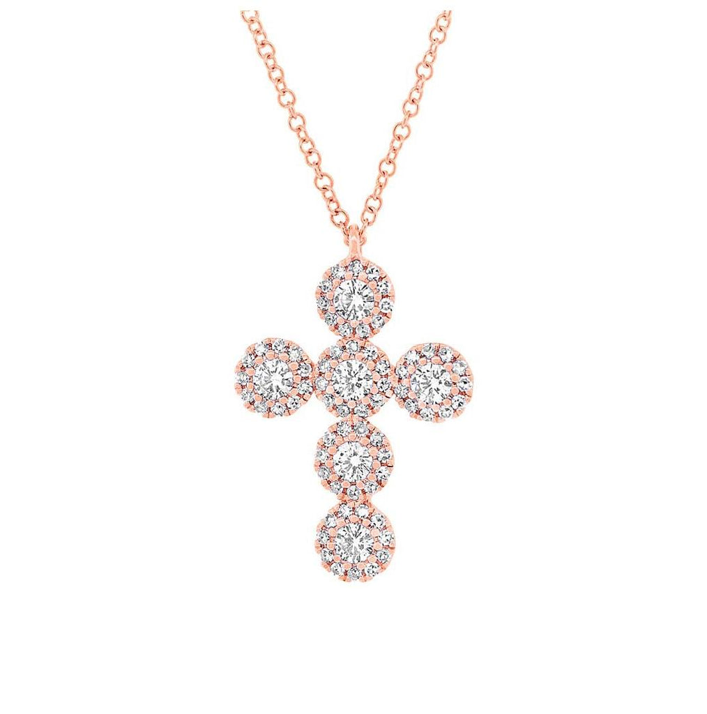 0.44 Ctw 14k Rose Gold Diamond Cross Necklace