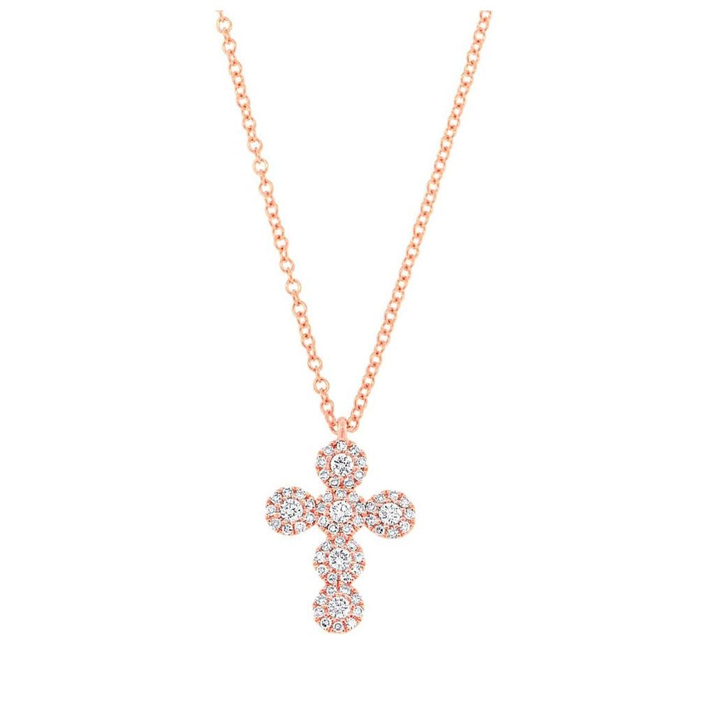 0.25 Ctw 14k Rose Gold Diamond Cross Necklace