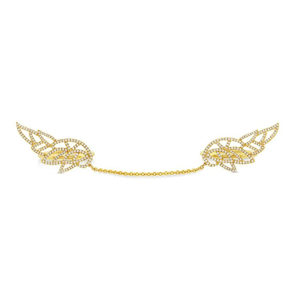 0.76 Ctw 14k Yellow Gold Diamond Angel Wings Ring